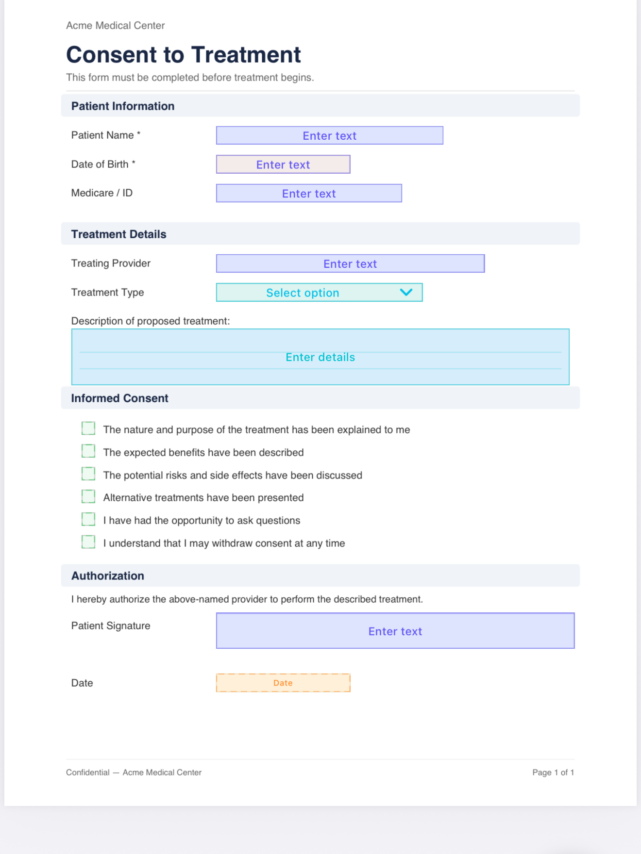 InPersonForms showing rich field types on a PDF form